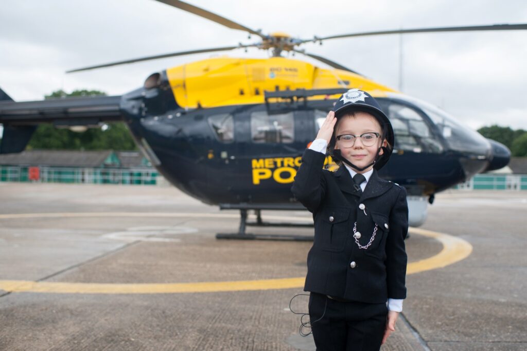 Charlie with the Police helicopter. 