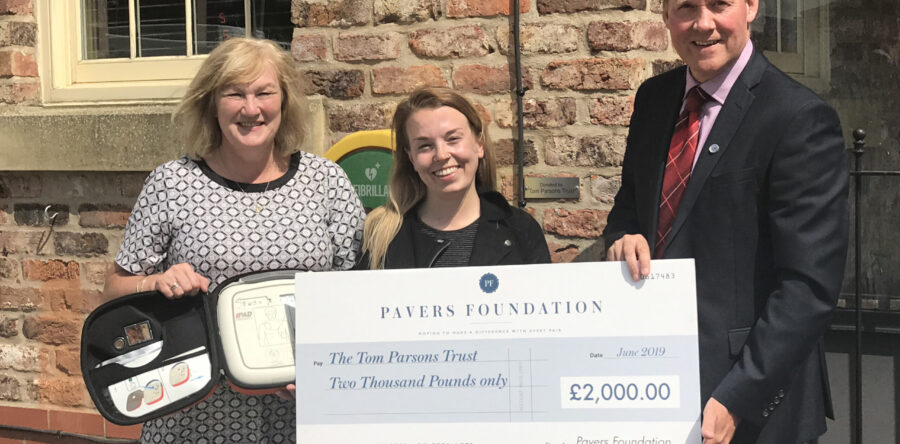 The Pavers Foundation funds a defibrillator for The Tom Parsons Trust