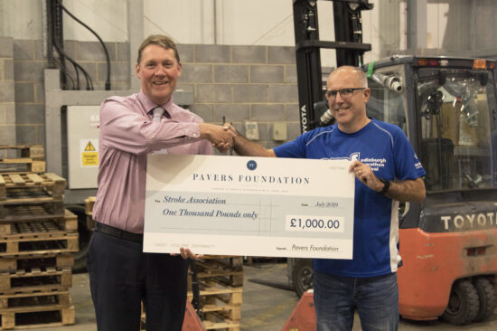 The Stroke Association receives £1,000 from the Pavers Foundation